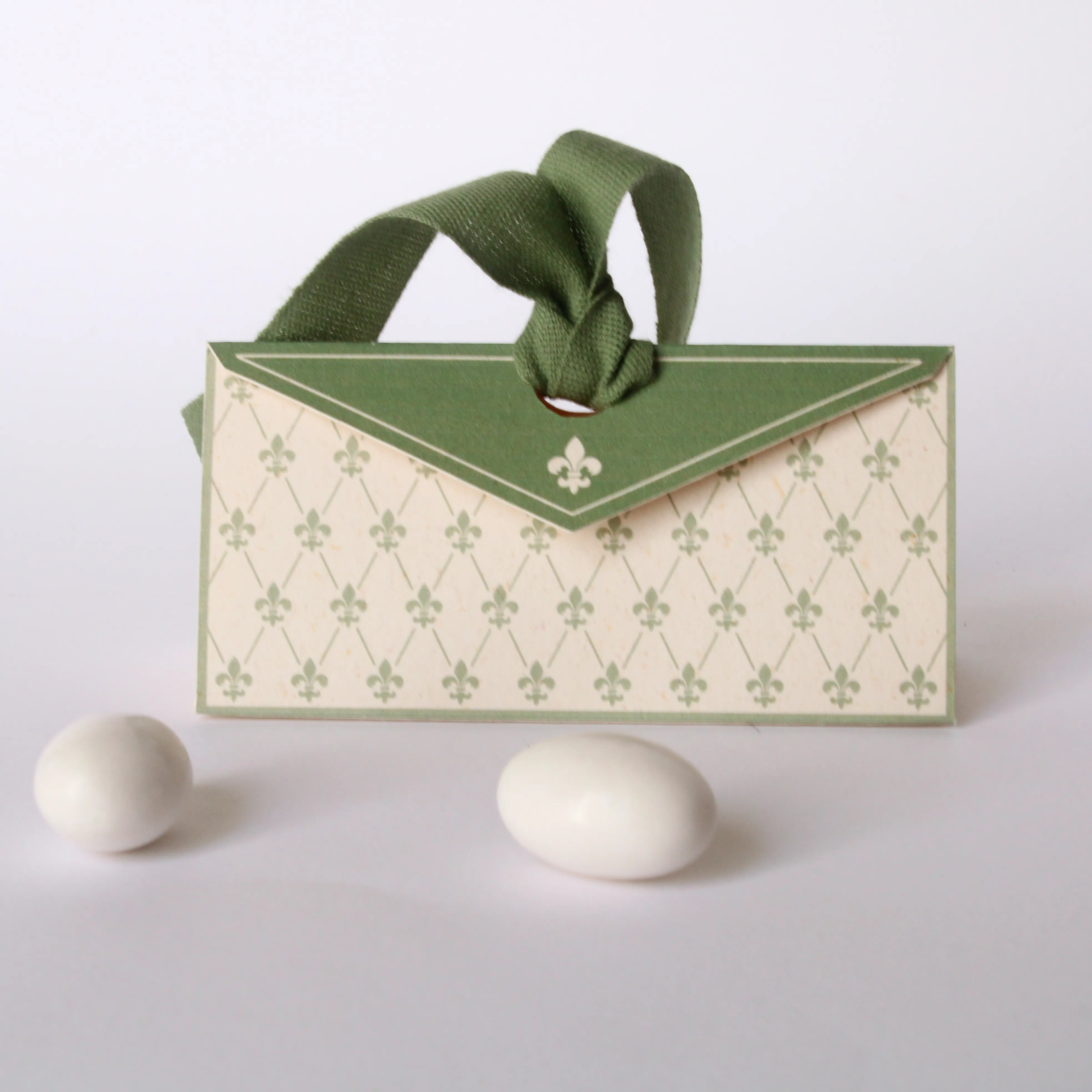 Pochette porta confetti Fleur-de-Lis variante verde