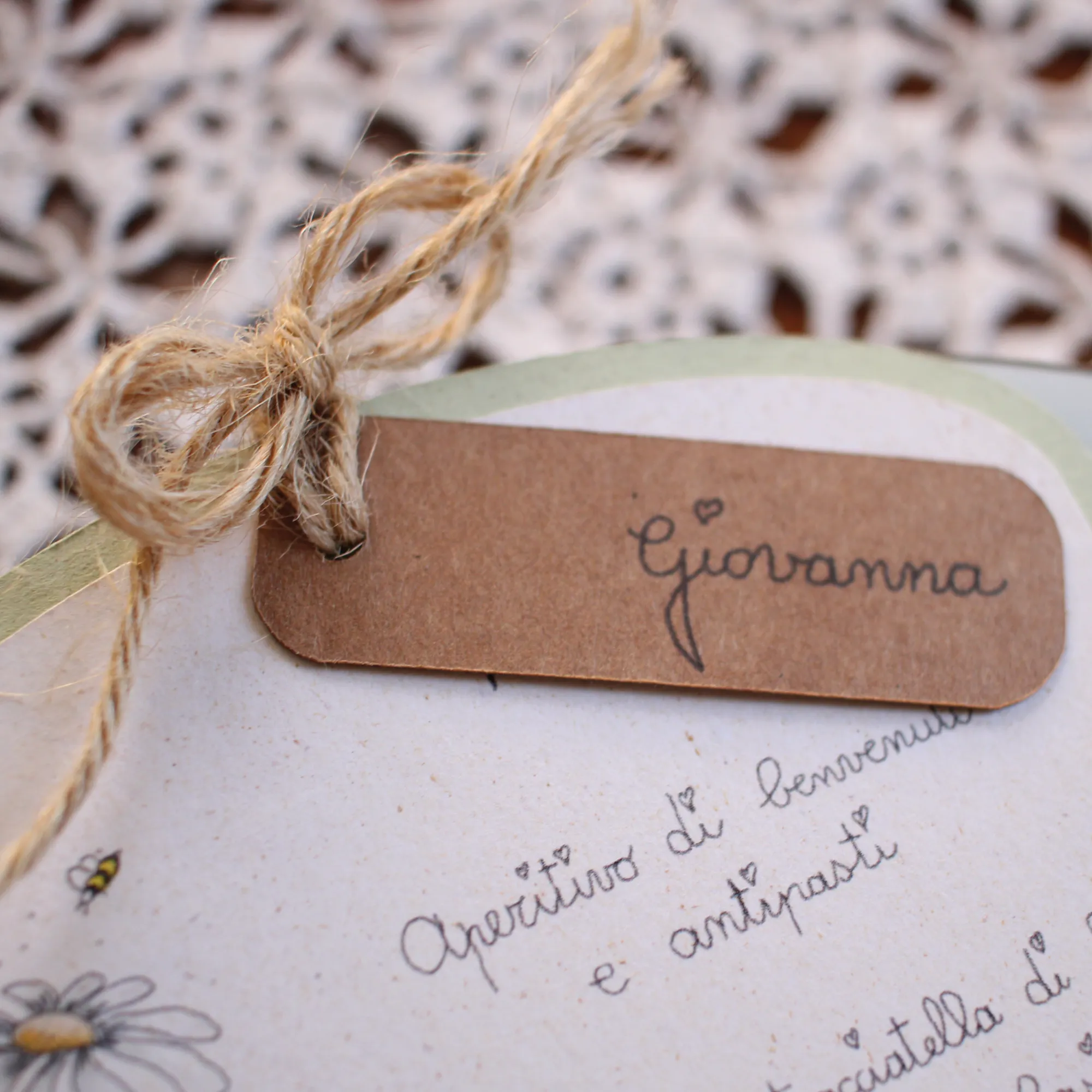 Menu Margherita allestito per la tavola