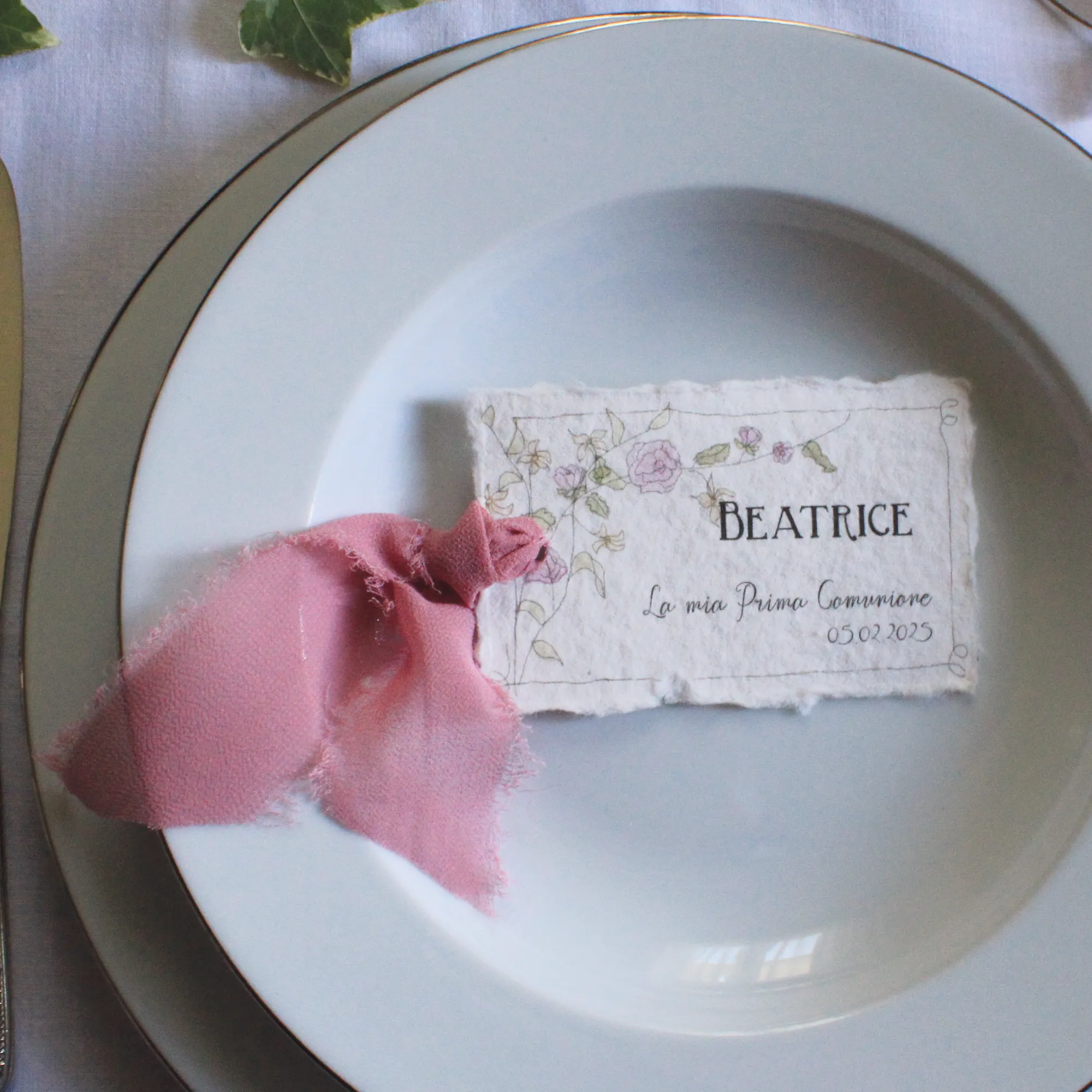 Segnaposto chiffon roselline