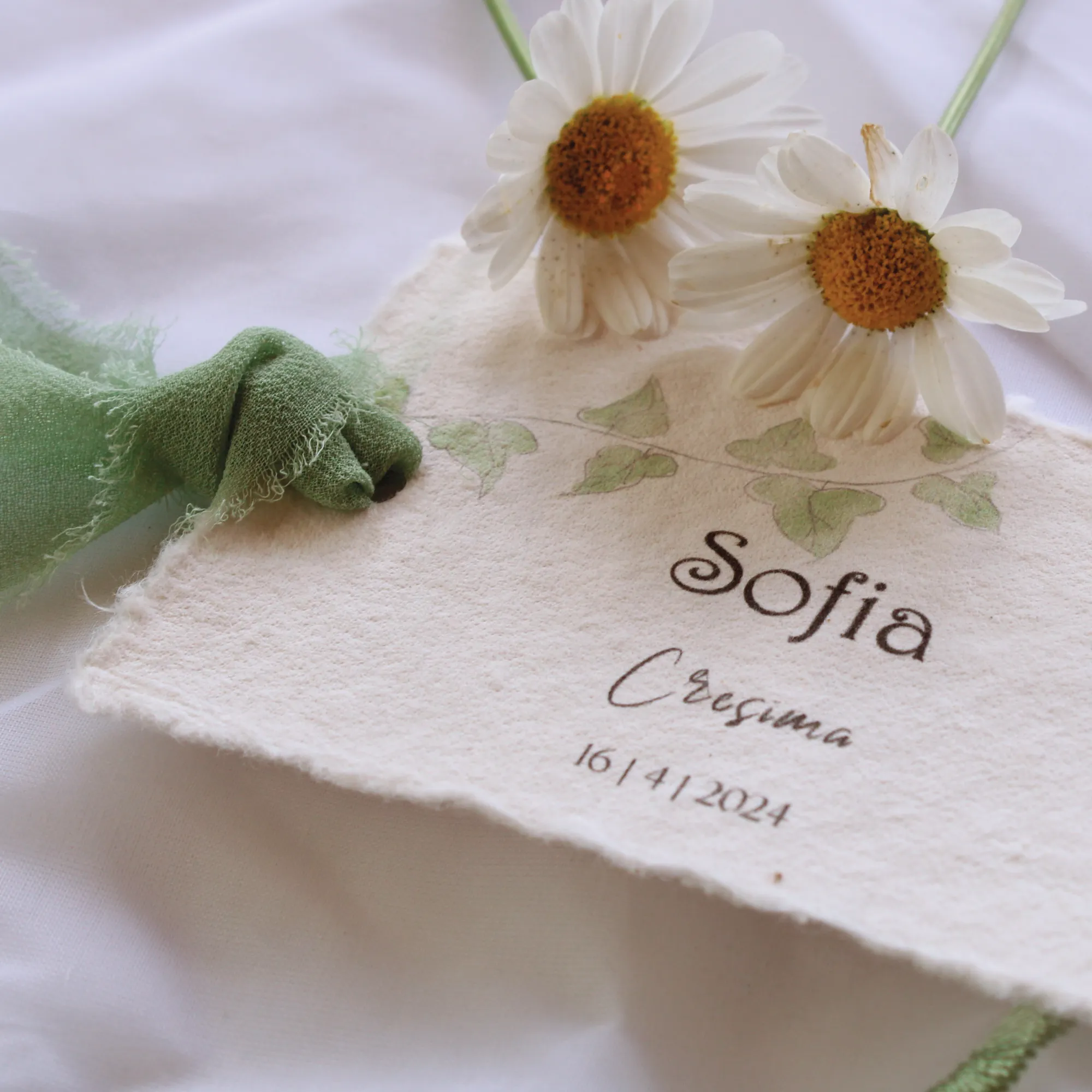 Vista laterale Segnaposto con chiffon verde