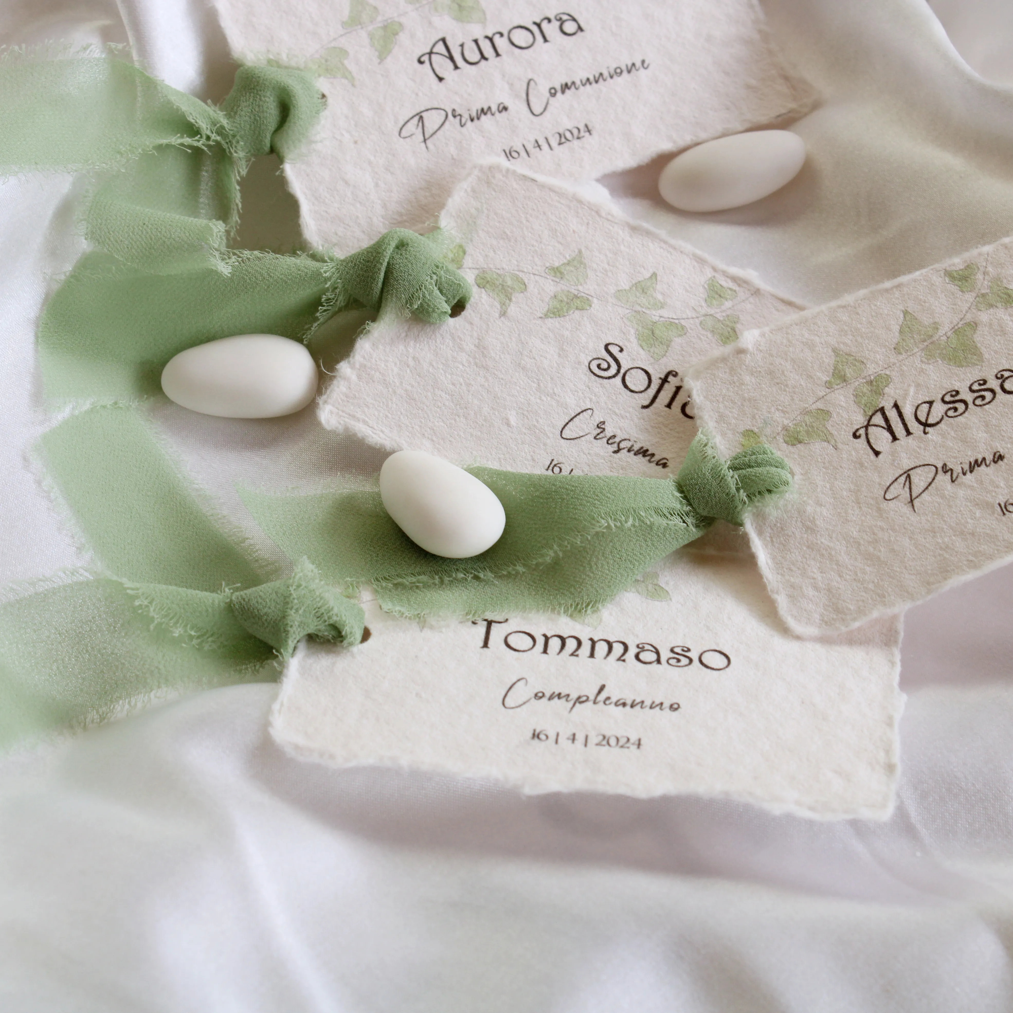Segnaposto chiffon verde